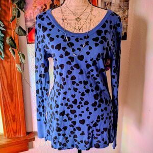 OP Emo Y2k Vintage Longline Heart Print Scene Queen Tee